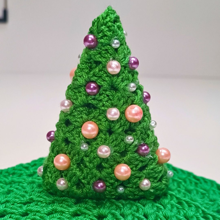 Crochet mini Christmas Tree made from a granny square