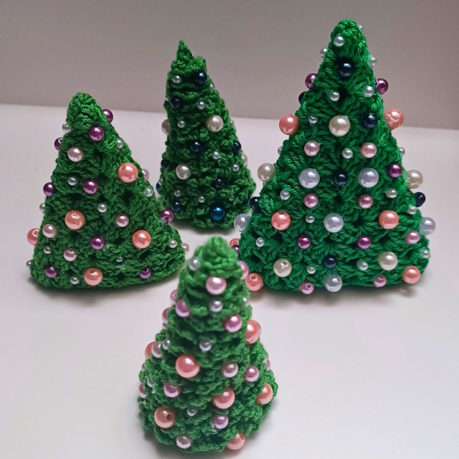 Handmade Crochet mini Christmas Tree set